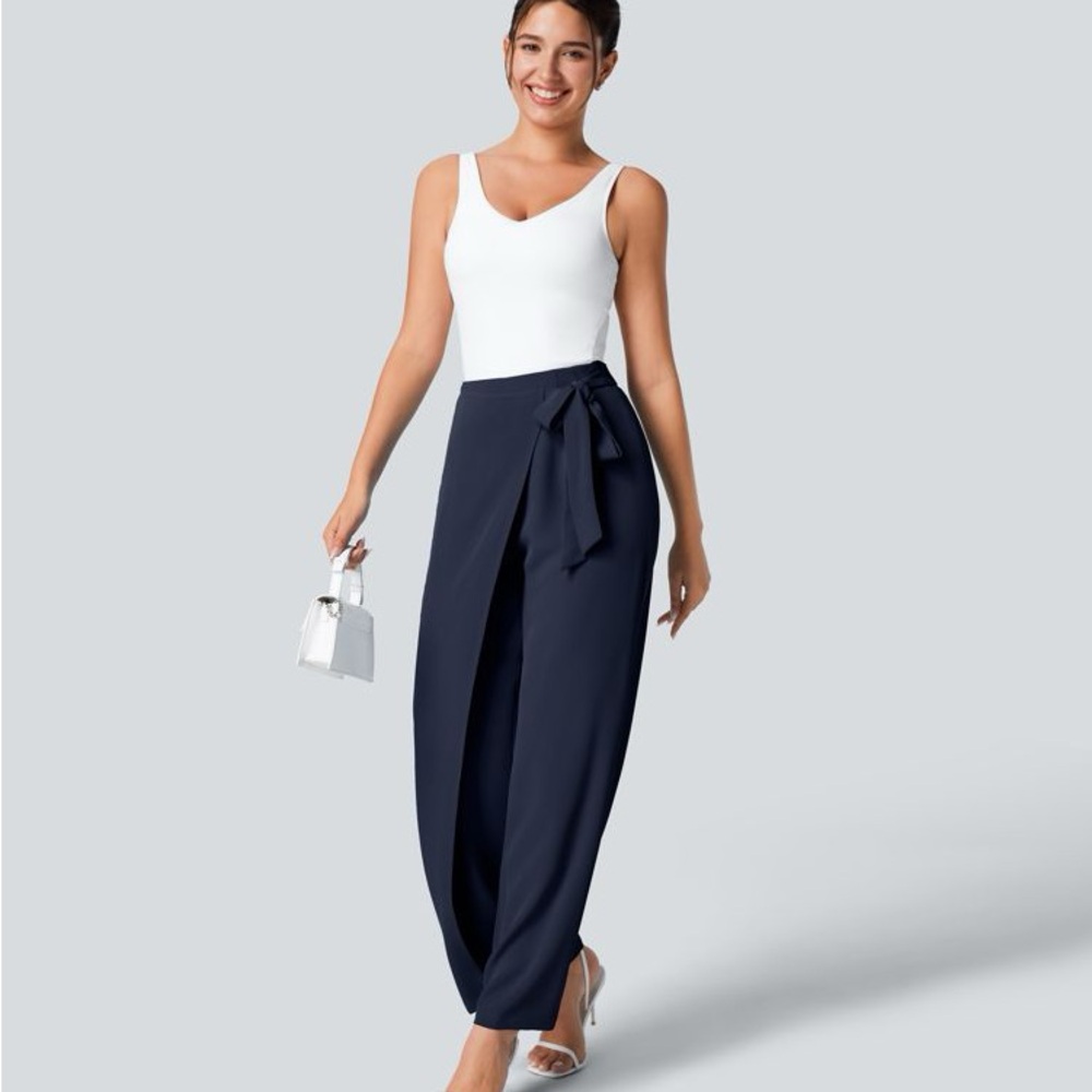 Halara Flex™ High Waisted Tie Side Wide Leg Work Pants Size Small - Picture 5 of 6